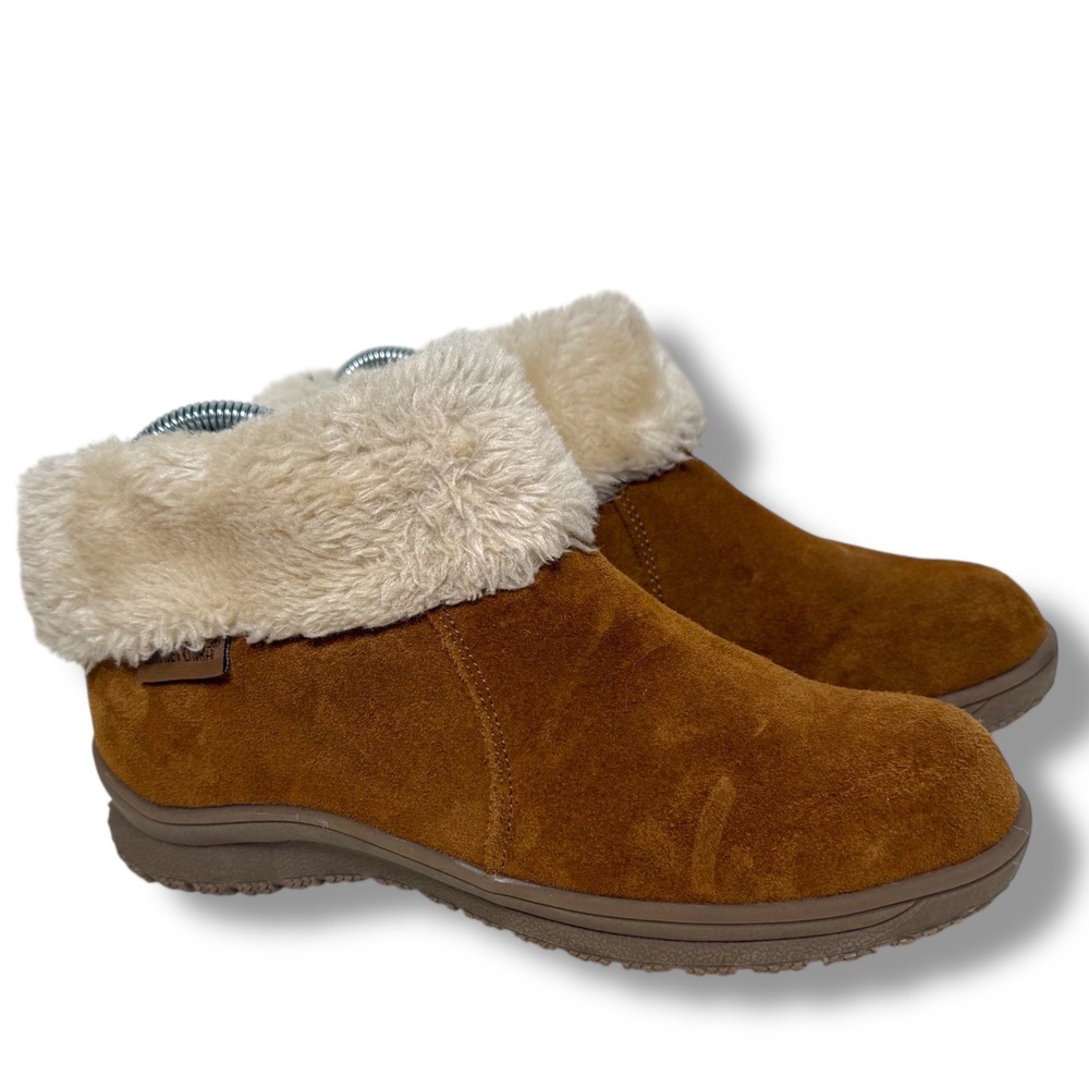 Minnetonka Ankle Boots Women's 6 Suede Faux Fur‎ Lined Winter Cozy Warm Brown